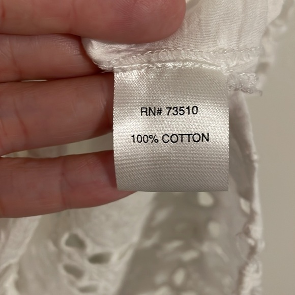 Ivy Jane Anthropologie Women LRG Babydoll Tunic White 100% Cotton Floral Eyelet - Picture 10 of 14